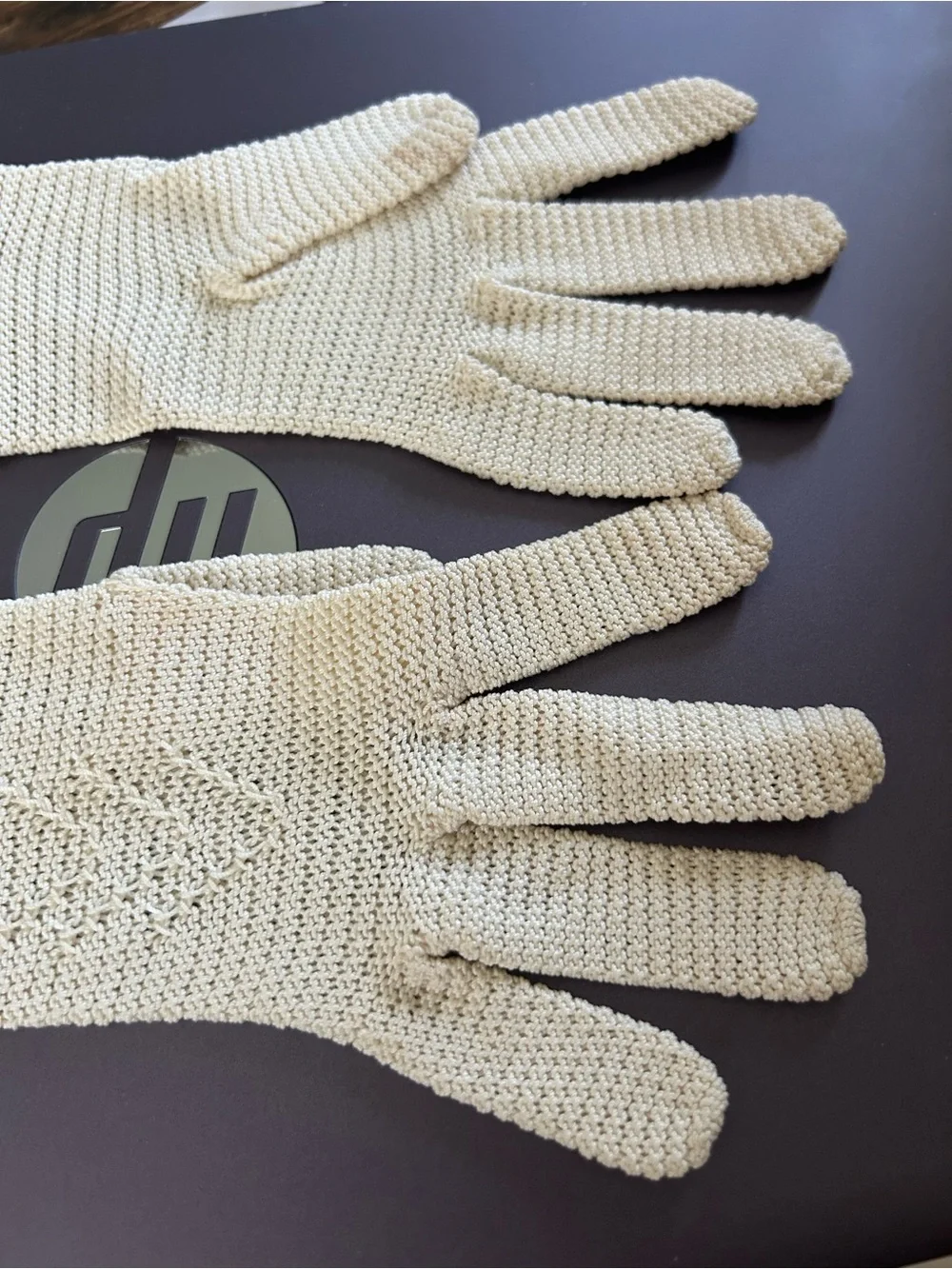 Vintage Cream Knit/crocheted Women's Gloves -very Dainty